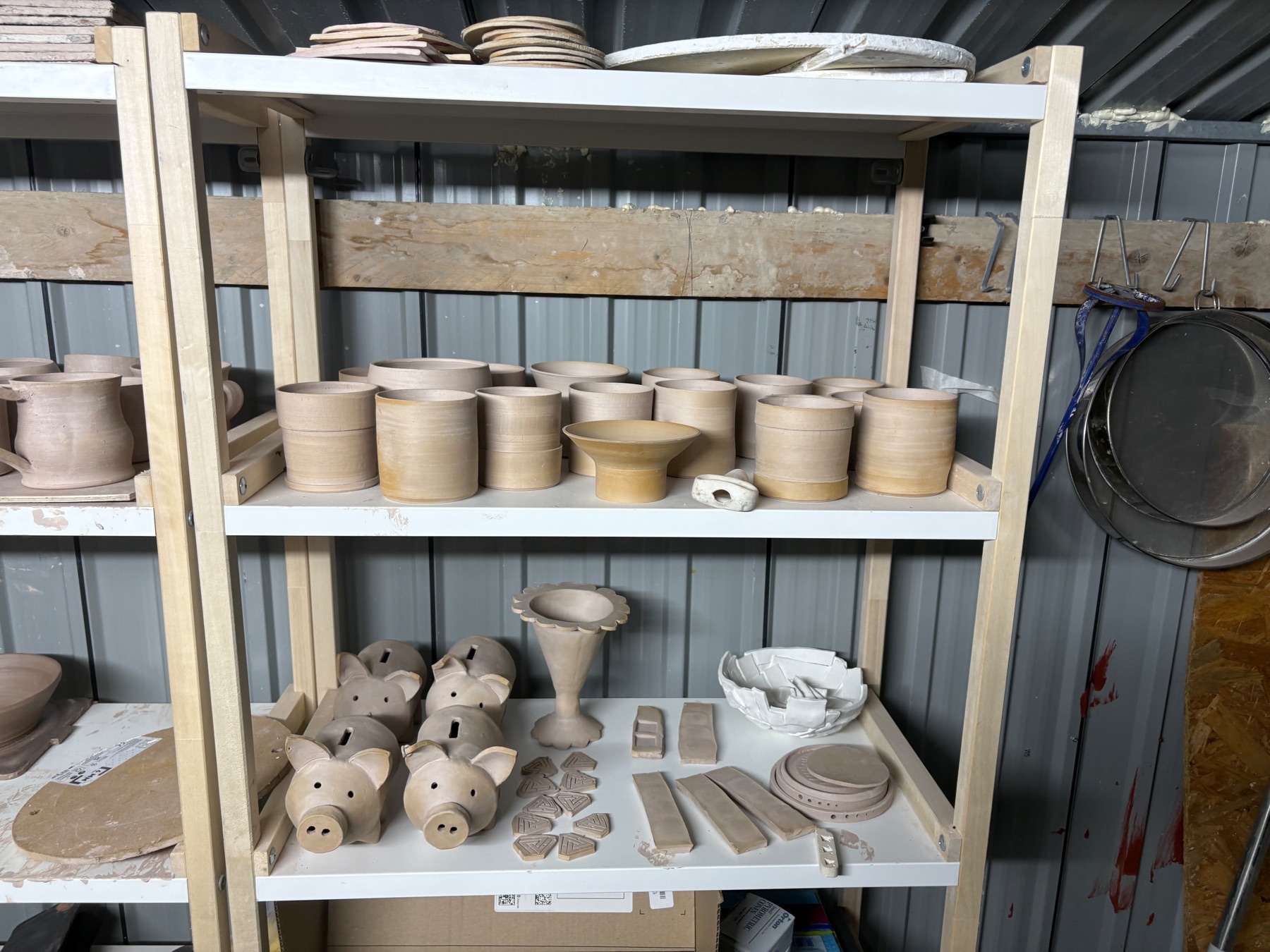 Bisque ware pieces before glazing